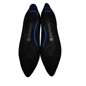Rothy's Black Flats with Blue Trim